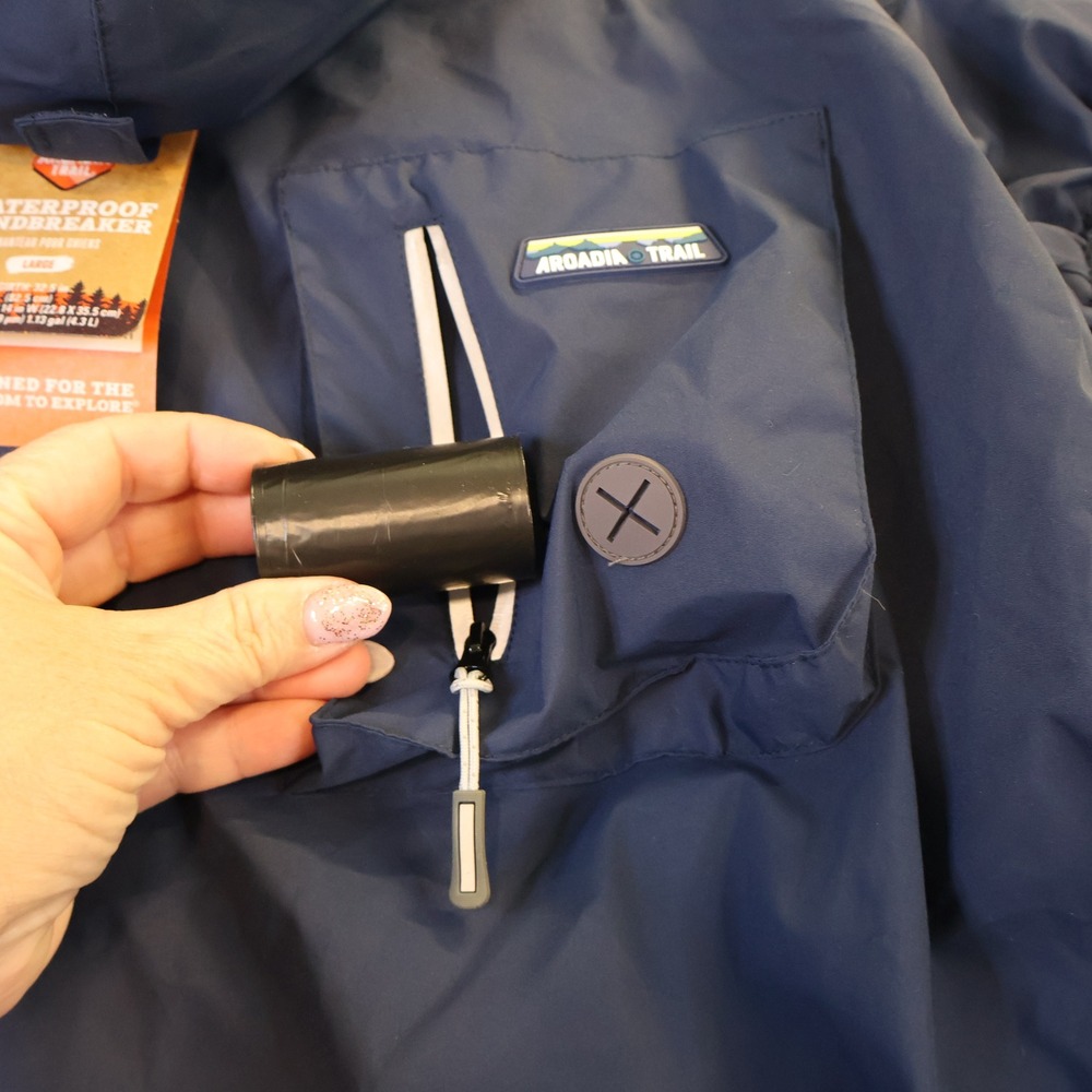 Arcadia Trail Dog Lrg Waterproof Windbreaker Navy Blue Hooded Mesh Lined Jacket - Picture 2 of 8